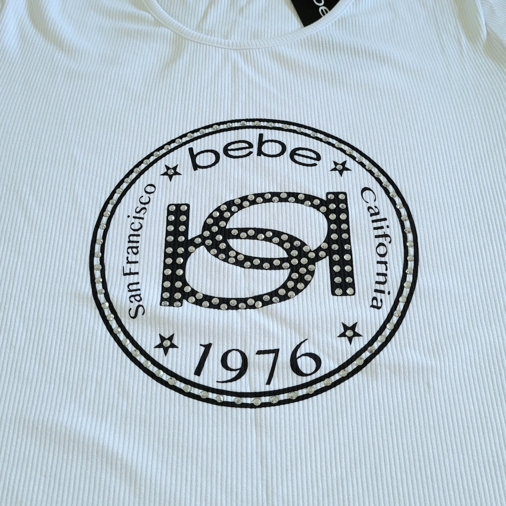 bebe White Ribbed Top - NWT - Picture 12 of 14